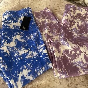 Blue and Purple Abstract Print Leggings